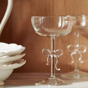 Anthropologie Benedita Bow Coupe Glass Set Of 2